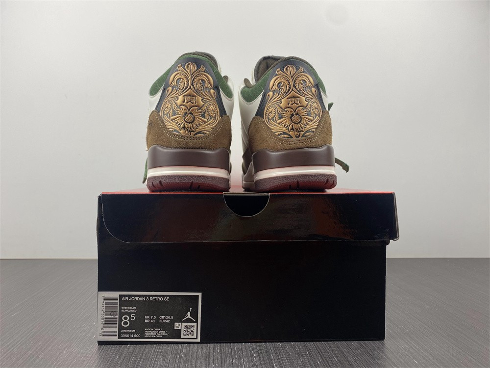 air jordan 3 retro se white dark brown green shoes
