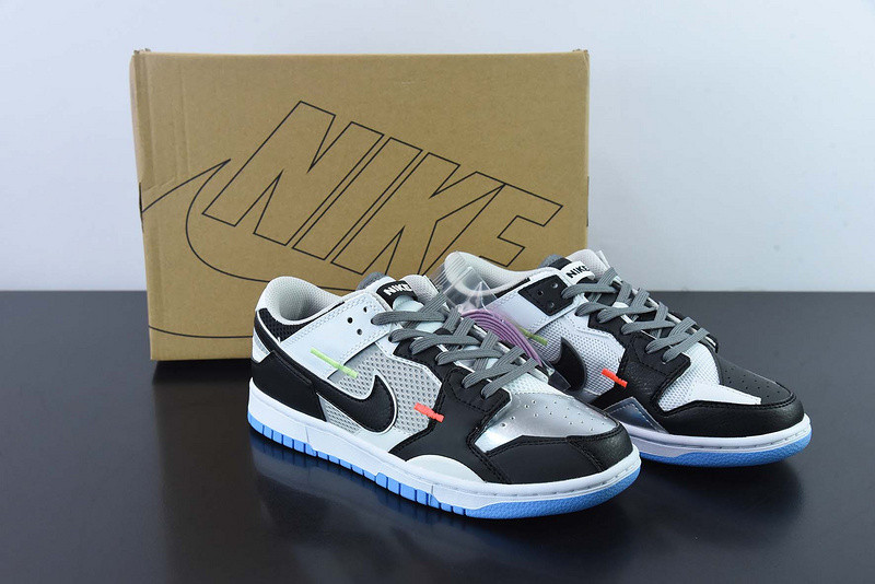 nike dunk low scrap black neutral grey university blue white dn5381-001